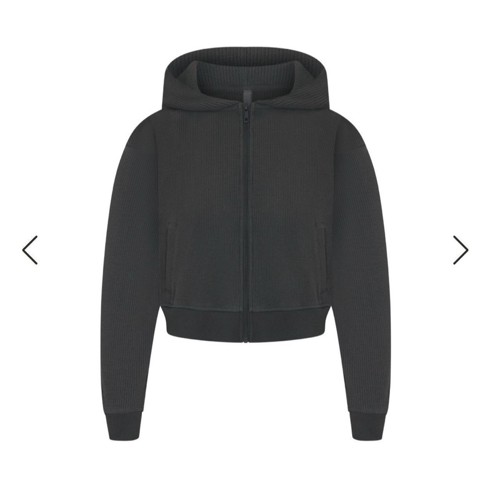 SKIMS Heavy Waffle Cropped Hoodie ASH